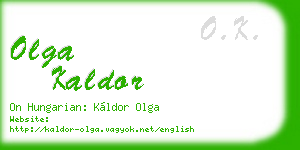 olga kaldor business card